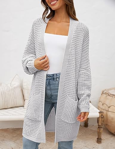 ZESICA Women's Fall Long Batwing Sleeve Open Front Chunky Knit