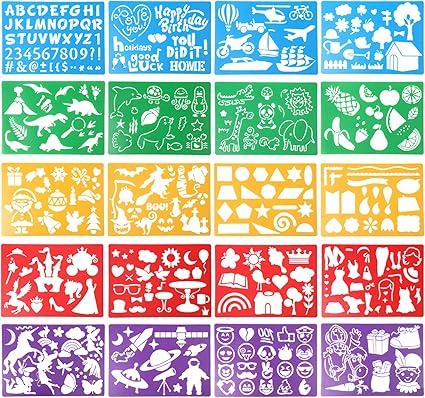 Amazon Com Diyasy 20 Pcs Drawing Stencils Set For Kids Large Plastic Stencil Kit 300 Patterns Drawing Templates For Girls Boys Gift