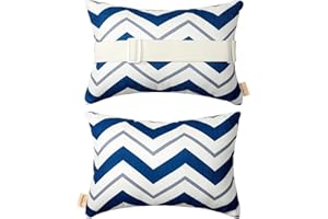 vmgreen Outdoor Pillows for Lounge Chair Head Resting, Small Square Decotative Pillow with Adjustable Stripe for Recliner, Office Chair,Car Seat,Sofa Neck or Lumbar Attachment,Waterproof 2pack