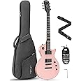 Fesley 39" LP Electric Guitar Kit: Full Size Solid Body Electric Guitars for Beginners with Humbucker Pickups, Poplar Body, Mahogany Neck,22 Frets,6 String Guitar with Gig Bag,Cable,FLP350,Matte,Pink