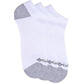 Columbia Men's Half Cushion No-Show Socks 3 Pair, White w/Contrast Heel & Toe, One Size