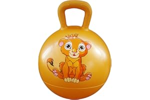 AppleRound Hippity Hoppity Hop Ball with Air Pump - 15in / 38cm Diameter, for Children Ages 3-6, Kangaroo Bouncer Sit-on Bouncy Ball with Handle