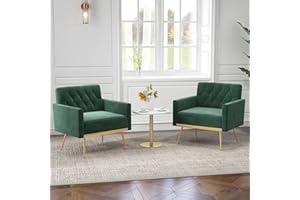 IFANNY Modern Accent Chairs for Living Room, Mid-Century Velvet Upholstered Arm Chair with Gold Metal Legs, Comfy Reading Arm