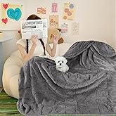 Bcareself Faux Fur Throw Blanket Ultra Soft Plush Fluffy Blanket for Couch, Bed, Sofa - Lightweight Yet Warm Winter Blanket for Women Men - Machine Washable Valentine Gifts 60x80 Inches Gray