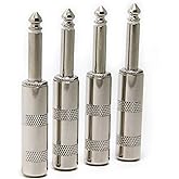 Ancable 4-Pack Audio 1/4" Plugs TS Jumbo Plugs Solder Type for Guitar, Instrument, Speaker/Microphone/Patch Cables - 6.35mm M