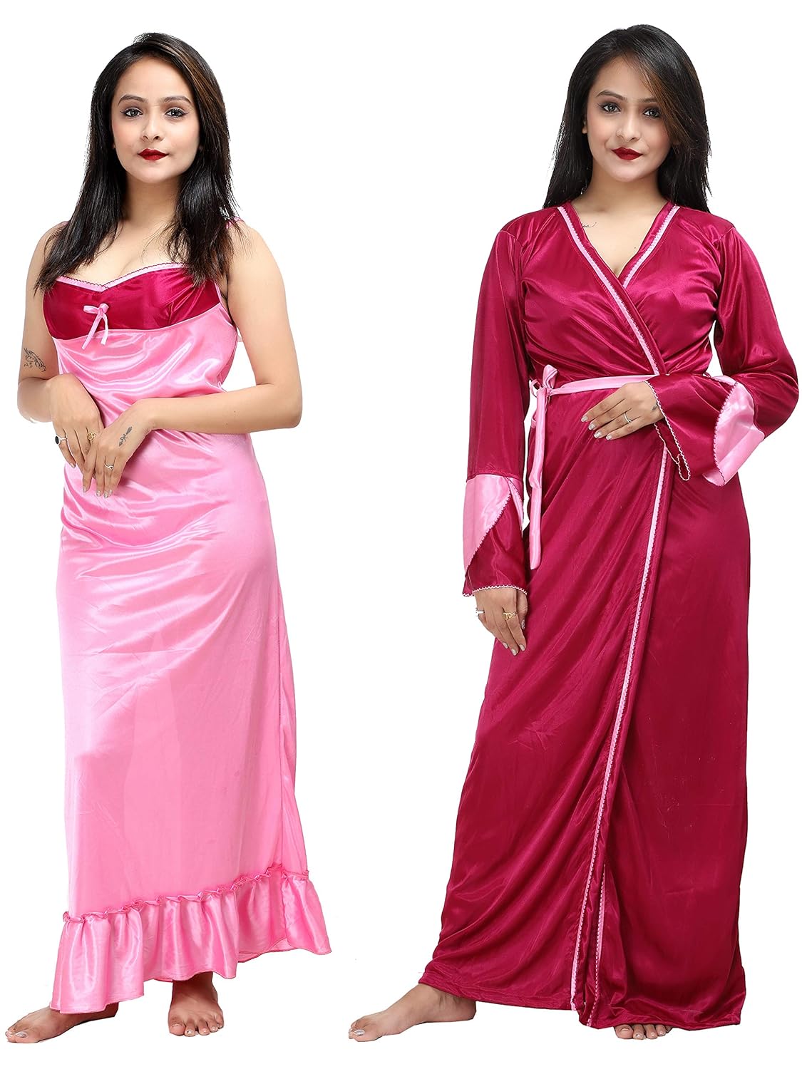 Buy Ajira Women's Satin Full Length Night Suit/Nighty/Nightdress/Night