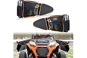 Sresk UTV Front Side Door Bags Storage Bag Compatible with 2014-2025 Pouch Polaris RZR XP 1000, 4 1000, Turbo,Turbo S, S900/S1000 Quick Release with Knee Pad,Orange Piping