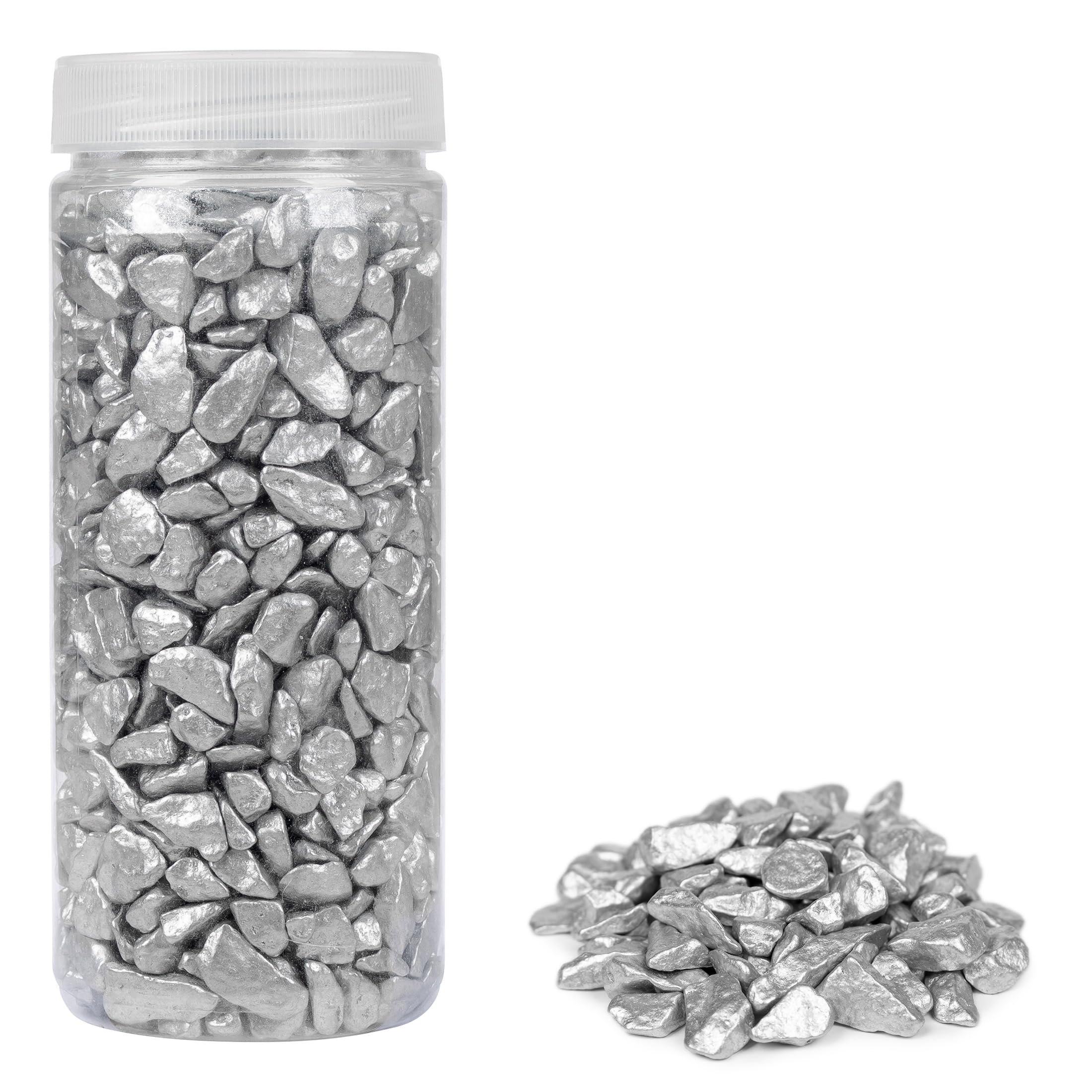 Heku 30336-23: Silver Decorative Stones, 750 g, in Resealable Tin