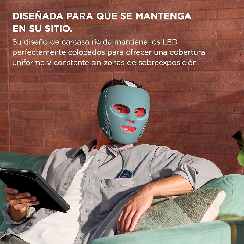 CryoGlow, Máscara Facial LED Vermelha e Azul, Cor Azul