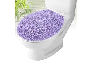 MAYSHINE Toilet Lid Cover - Lavender, Plush Microfiber Oval Toilet Seat Covers for Bathroom, Machine Washable Elongated Toilet Cover Seat, Stretches up to 21"x19"