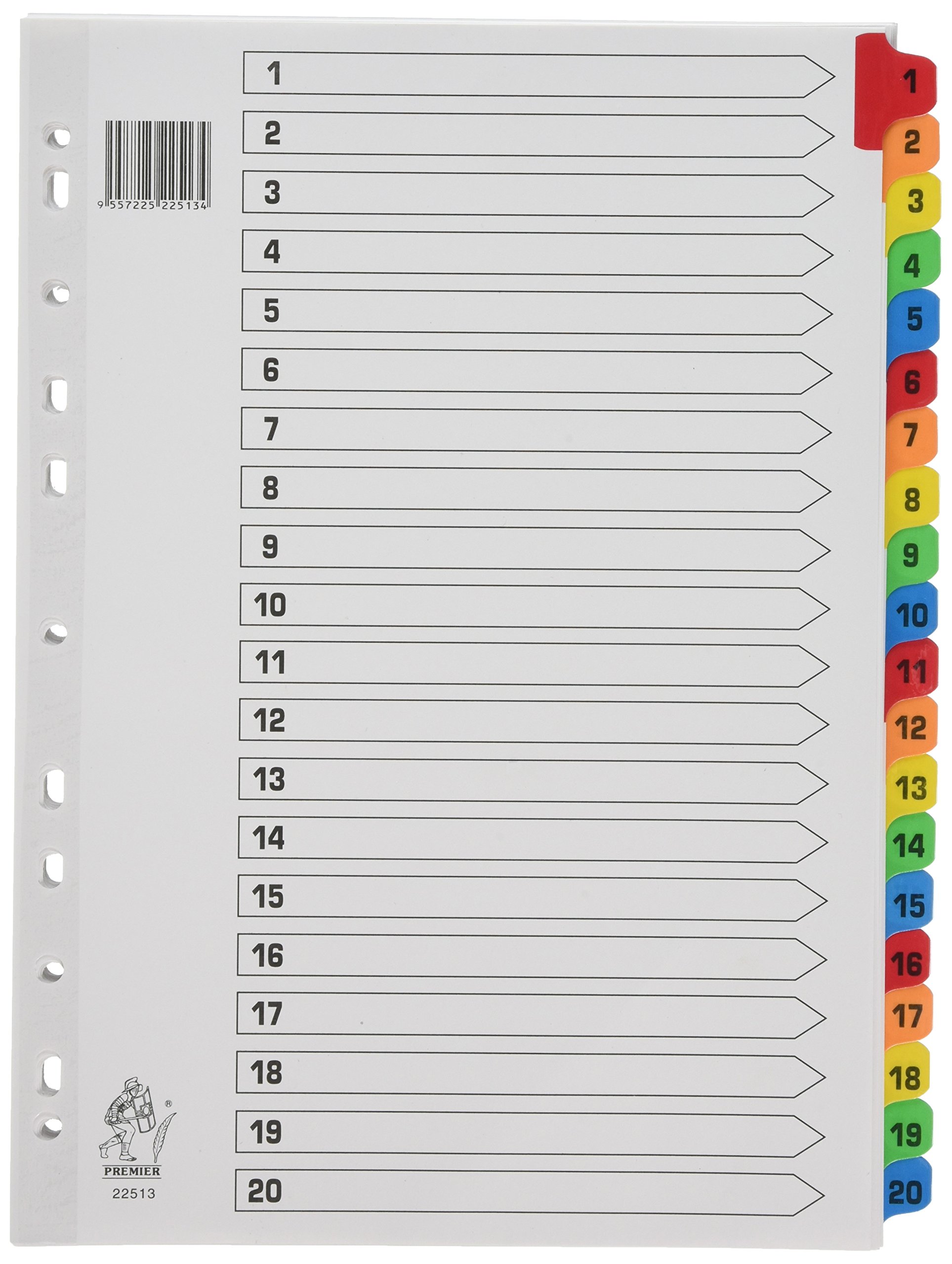 Rexel Mylar A4 1-20 Index White Colour Tab