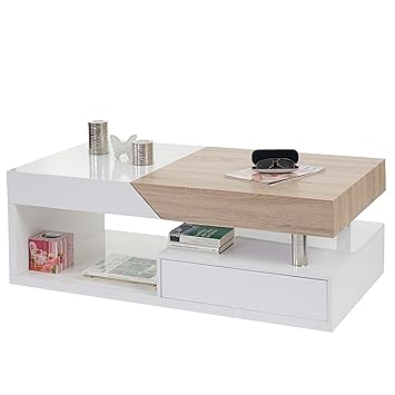 Mendler Couchtisch Arad Wohnzimmertisch Hochglanz Ausziehbar Mit