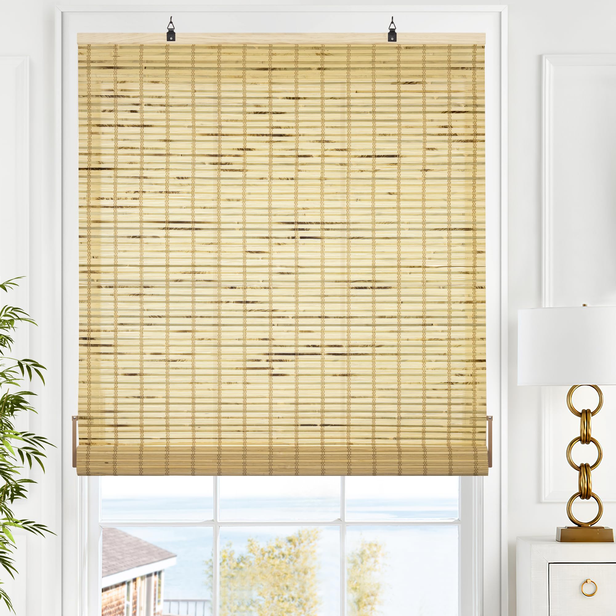 LazBlinds Cordless Bamboo Blinds, Roll Up Shades