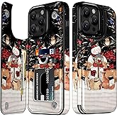 LETO Christmas Wallet Phone Case for iPhone 15 Pro Max - Flip Folio Leather Kickstand - Credit Card Holder - Shockproof Protective Cover for Women and Girls - Snowman with Deer