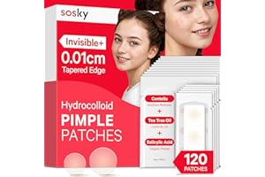 Sosky Pimple Patches for Face, FSA HSA Eligible Invisible Hydrocolloid Acne Patches, Zit Sticker for Face and Skin, Pimple Patches for Covering Zits, Blemishes with Salicylic Acid 120 Count