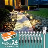 GIGALUMI Solar Lights Outdoor 24 Pack Stainless Steel Waterproof Warm White view 5