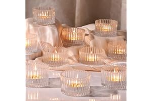 HAVITI 24 pcs Large Tea Light Holders, Clear Glass Candle Holders, Votive Candle Holders for Table Centerpiece Wedding Table Decor