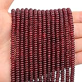 BONNY BOXX 1 Strand (150PCs) Natural 2 * 4mm Garnet Jade Rondelle Beads, Natural Abacus Disk Stone Beads Loose Spacer Gemstone for DIY Bracelet Necklace Jewelry Making