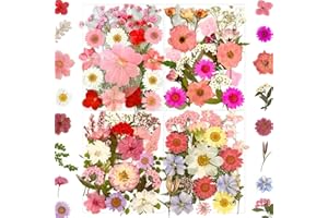 MIKIYA 90Pcs Pink Dried Pressed Flowers for Resin Molds, Assorted Real Natural Bulk Dry Floral Leaves for DIY Art Crafts, Epoxy Jewelry, Candle, Soap Making, Nails Decors Gifts