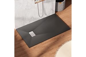 Findepot 60" x 36" Zero Threshold Shower Pan with Left or Right Drain, Rectangular Non-Slip Shower Base, Includes SMC or Stainless Steel Drain Cover, Black