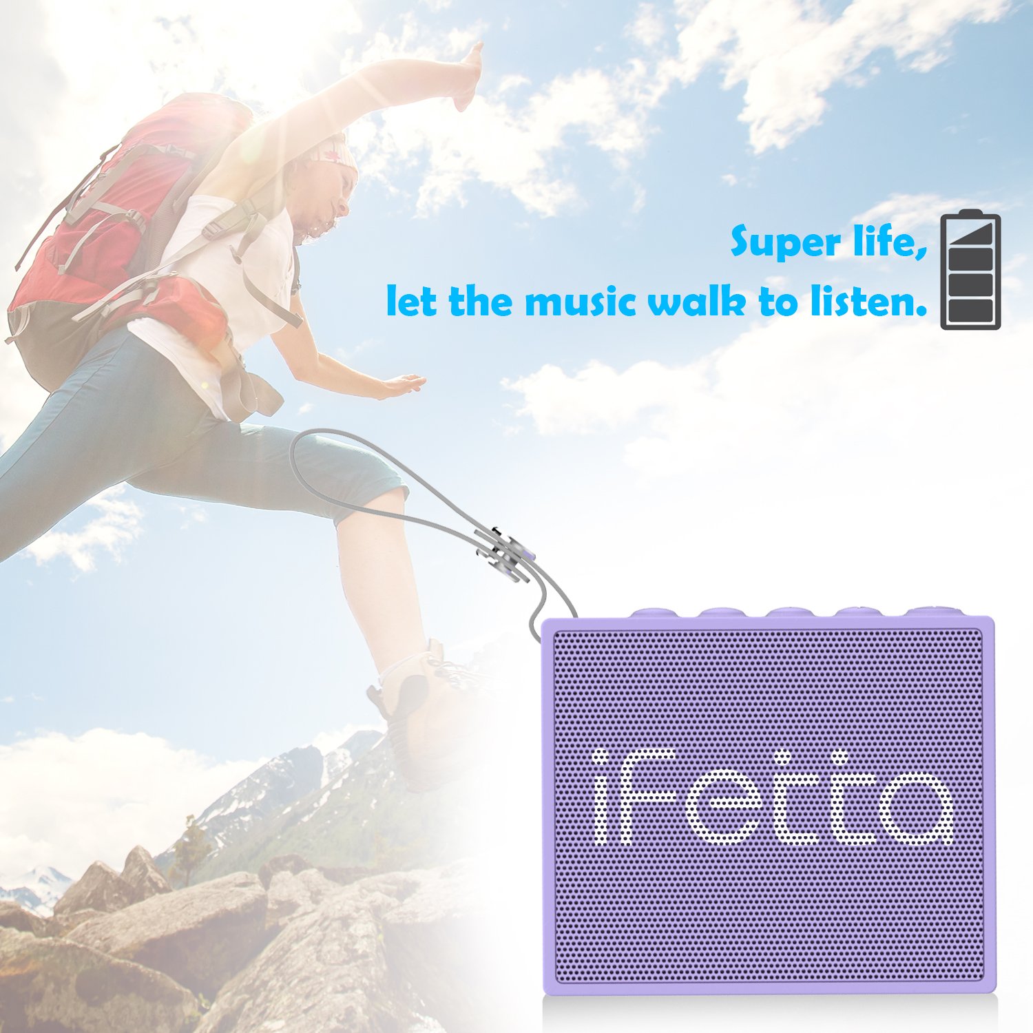 Ifecco Portable Wireless Speaker, Bluetooth 4.1 Waterproof Speaker with Built-In Mic Perfect Speaker for Outdoor, Beach, Shower & Home (taro purple)