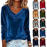 Womens T Shirts, Tops for Women Trendy 3/4 Sleeve Shirts Satin Blouse Business Office Pullover Shirt Crewneck Tees