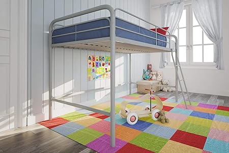 Amazon Com Dhp Junior Loft Bed Frame With Ladder Silver Kitchen
