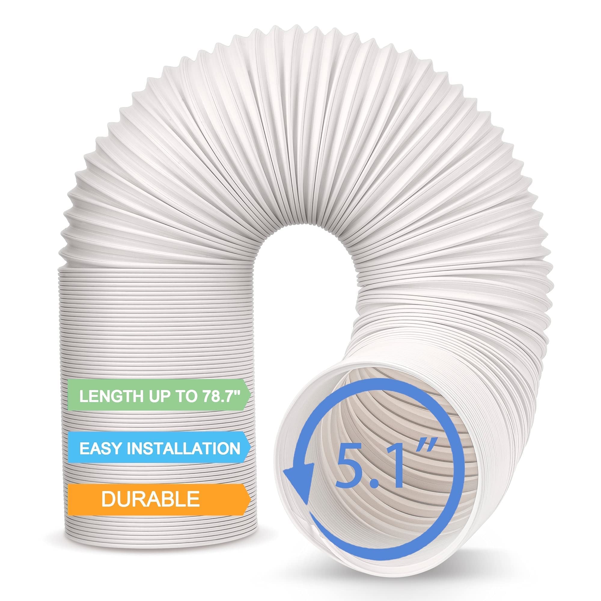 Photo 1 of Jin&Bao Air Conditioner Vent Hose, Portable Exhaust Duct with 5.1’’ (5‘’) Diameter, Counterclockwise Rotation, Length up to 78 Inches, Universal Replacement AC Hoses