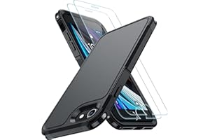 xiwxi for iPhone SE Case 2022/3rd/2020,iPhone 8/7 Case,with [2xTempered Glass Screen Protector] [360 Full Body Shockproof] [Heavy Dropproof],Hard PC+Soft Silicone TPU+Glass Screen Phone Case-Black