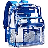 Vorspack Clear Backpack Heavy Duty - Clear Bookbag Large See Through Backpack Plastic Transparent Backpacks for College Work Travel - Blue