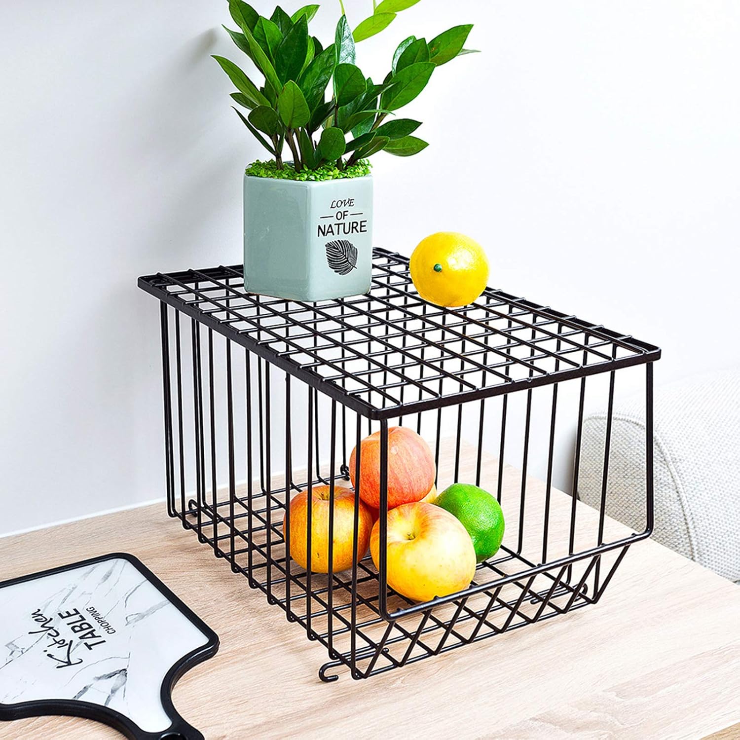 CarolynDesign 4 Tier Storage Basket Stand with Wheels and Cover