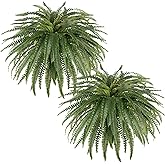 Arlpch 46" Artificial Fern Plants, Set of 2 Large Fake Ferns for Outdoors Indoor, Realistic Faux Boston Fern Bush with 71Fronds Each for Planter, Garden, Porch, Home Décor