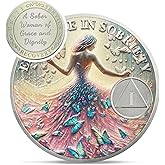 Artsy Grace Women 1 Year Sobriety Coin - Recovery Butterfly AA Coins - Sister Power Addiction NA AA Chips and Medallions - Celebrate 1-10 Years Narcotics Alcoholics Anonymous Gifts for Men Women
