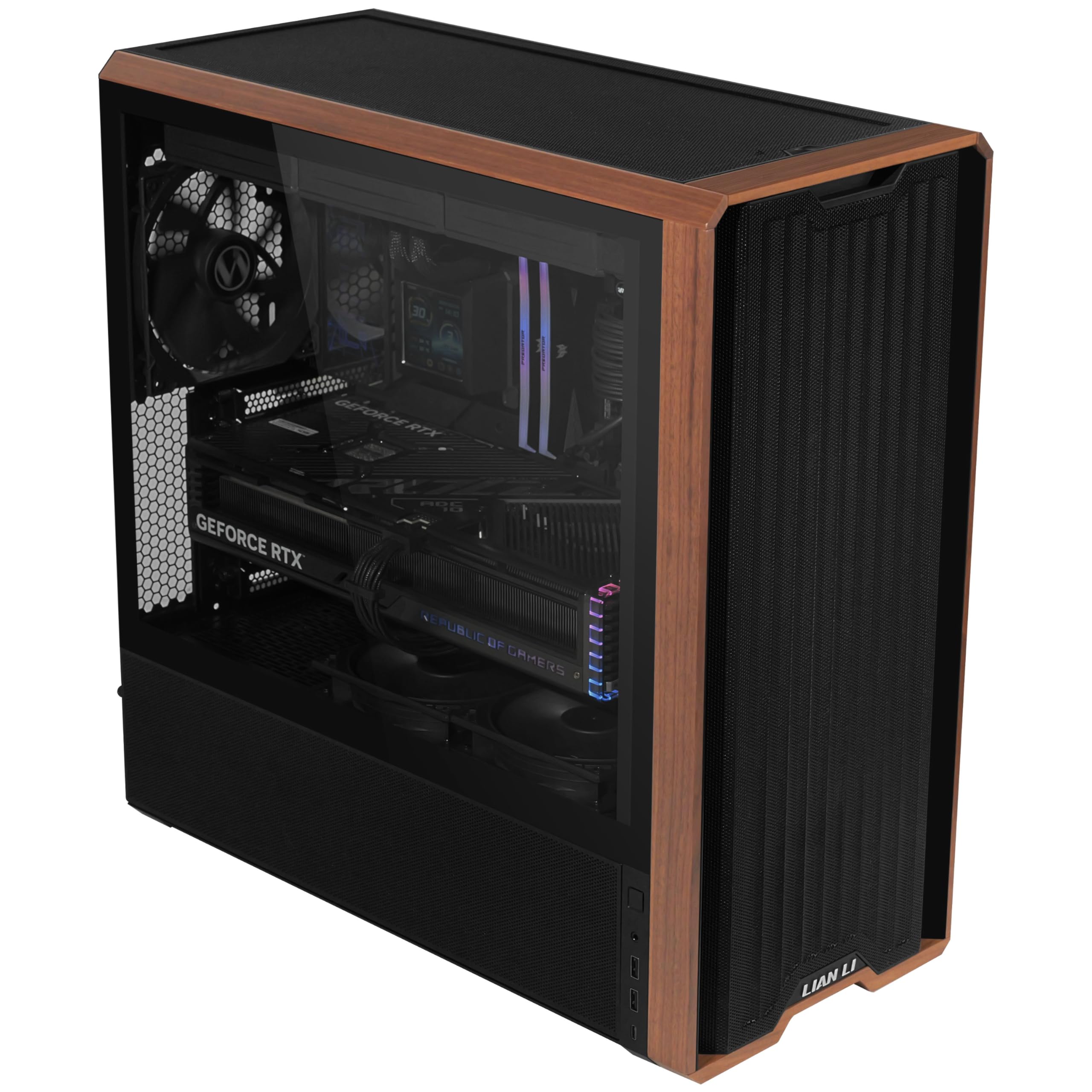 Lian Li Lancool 217 PC-Gehäuse Schwarz | ATX Midi-Tower, Tempered Glass, 5 Lüfter, Walnussholz, Mesh-Front, Back-Connect-kompatibel 9