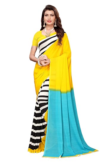 Womens Multicolor Color Georgette Floral Printed Saree with Blouse Piece