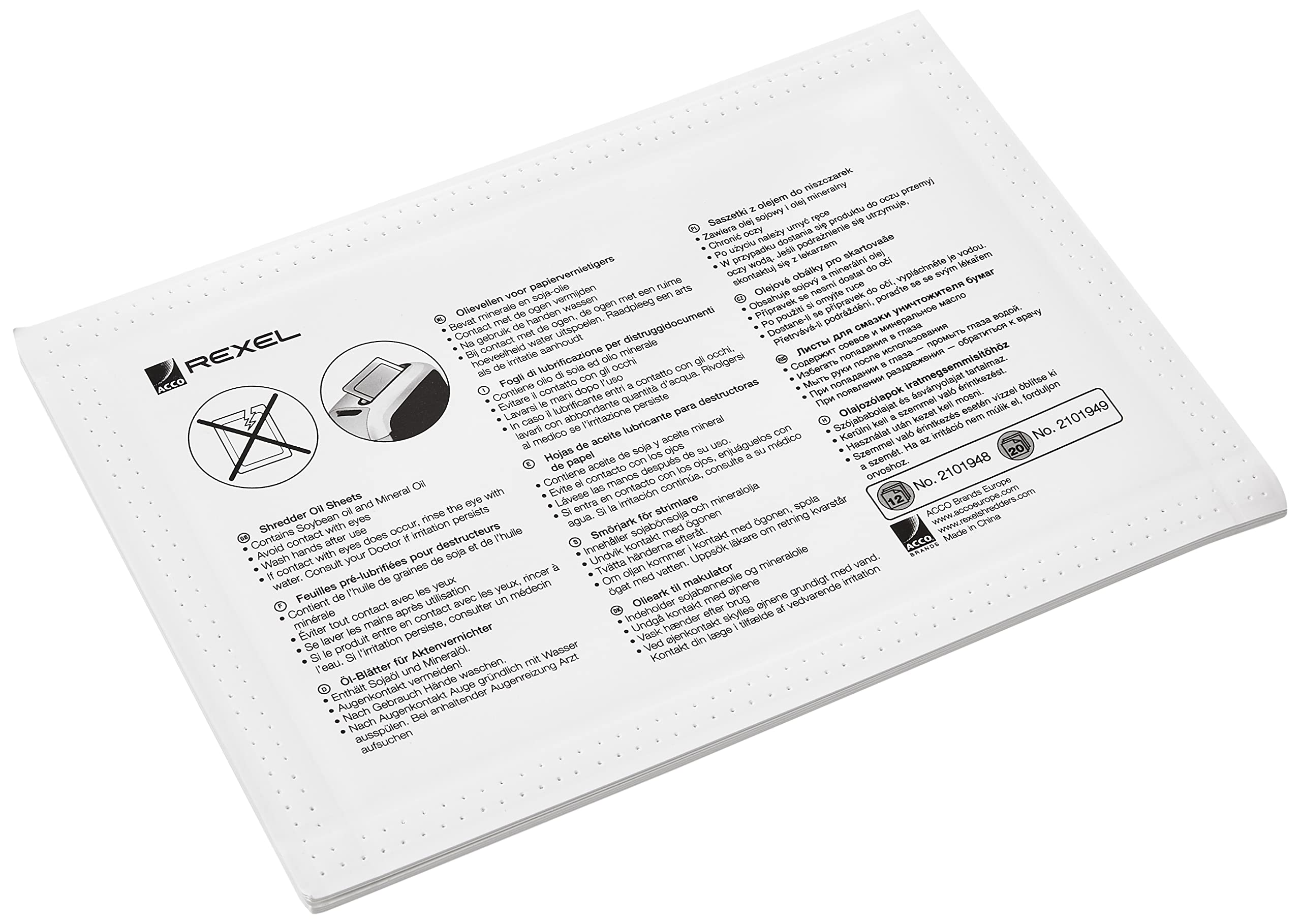 Rexel Shredder Oil Sheets, Pack of 6, A5 Size, Shredder Maintenance, 2104237