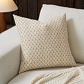 FIOUOVO Floral Pillow Covers 18x18 Pillow Cover Block Print Couch Pillows for Living Room Decorative Neutral Accent Throw Pillow Covers, 1PC, Cognac Brown