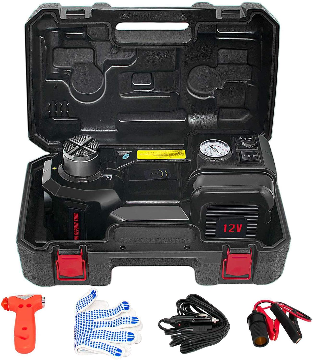 NthPOWER Electric Car Jack 5 Ton 12V Car Jack Hydraulic Lifting Range 6.1-17.7 inch Electric Jacks for Car SUV Sedan MPV Tire Changing Equipped with Inflator: Automotive