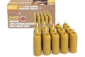 UCO 12-Hour Natural Beeswax Long-Burning Candles for UCO Candle Lanterns and Emergency Preparedness, Made in USA