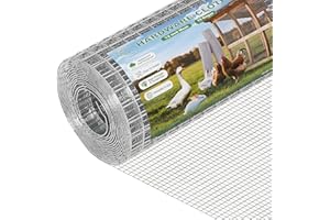 BIRDSINYARD 16in x 10ft Hardware Cloth - 1/2 inch Chicken Wire Fencing 19 Gauge Hot-dip Galvanized After Welding | Welded Wire Mesh Roll Garden Plant Chicken Coop Rabbit Poultry Netting Cage Screen