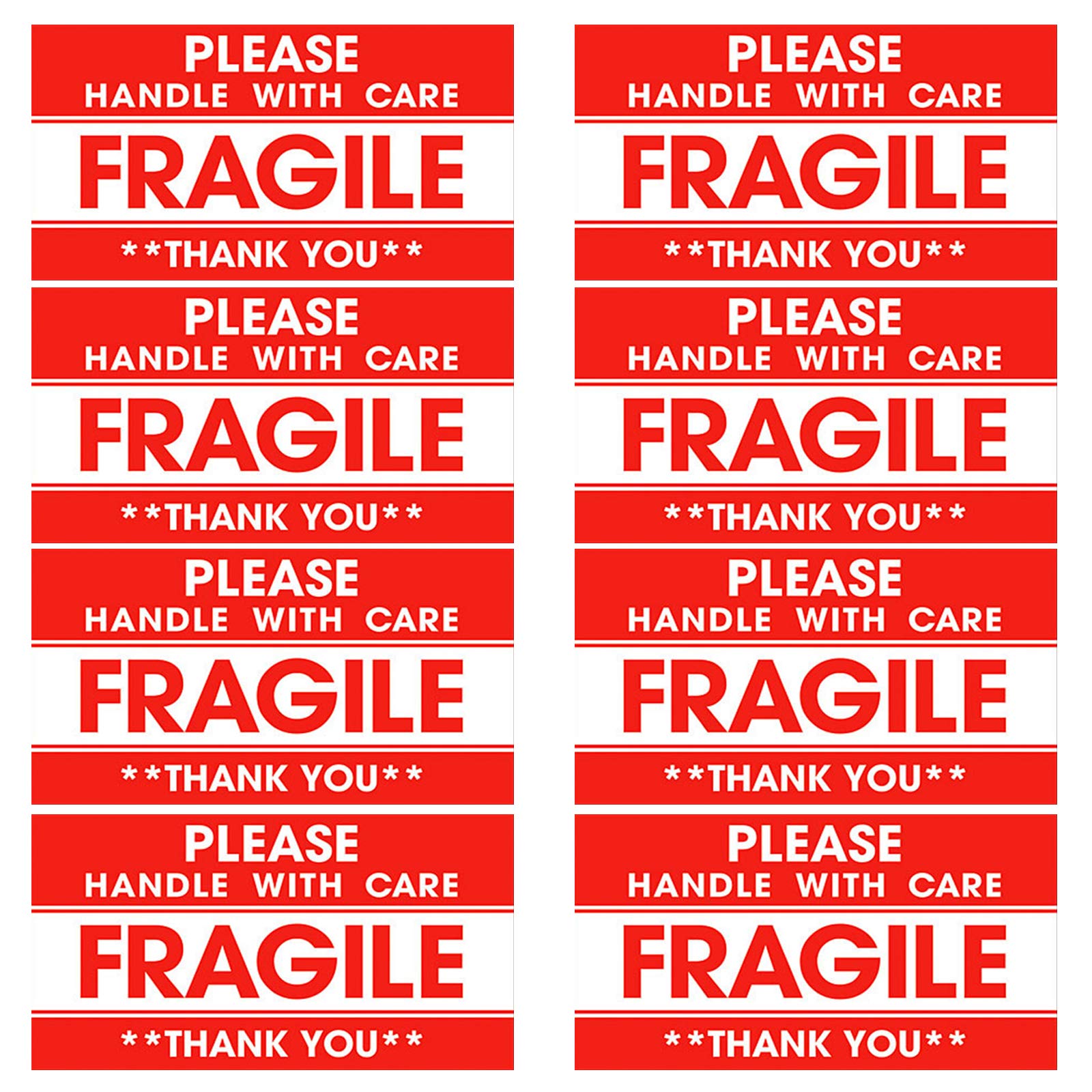 120Pack Fragile Stickers 50 x 90mm, Please Handle with Care Thank You Adhesive Labels Red Warning Stickers for Shipping