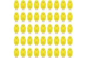 Garneck 60pcs Mini Easter Fluffy Chicks: Yellow Soft Plush Baby Chenille Chicks Figurines for Basket Filler Party Favors Deco