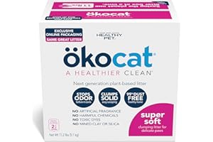 ökocat Super Soft Wood Clumping Cat Litter, Unscented,11.2 pounds - Natural Ingredients, Stops Odor, Clumps Solid, 99% Dust Free, Great for All Cats, Sensitive Paws, Kittens