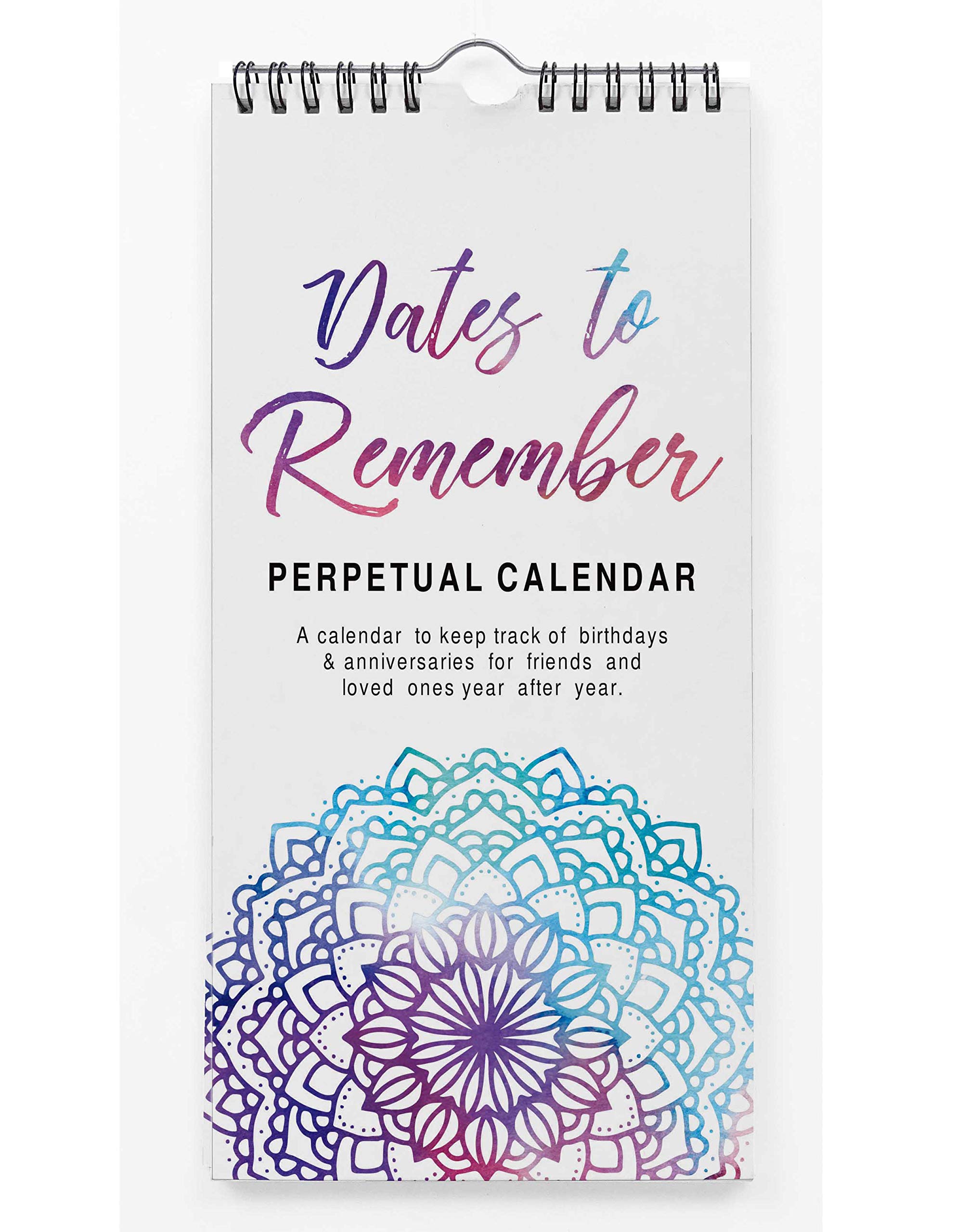 Inkdotpot Mandala Rustic Perpetual Calendar Birthday Wall Hanging Anniversary Special Event Reminder Calendar Book Journal Stationary Wall Hanging Birthday Gift Card Planner Organizer