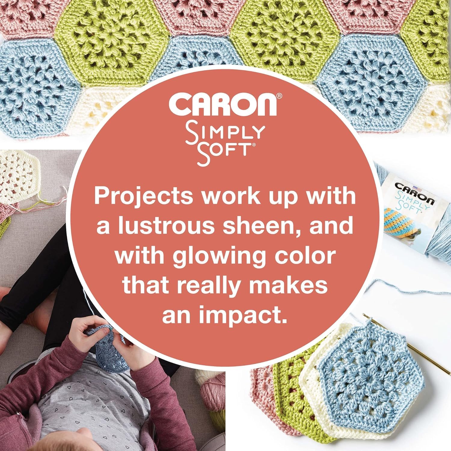 Caron Simply Soft Solids Yarn (4) Medium Gauge 100% Acrylic - 6 oz - White - Machine Wash & Dry