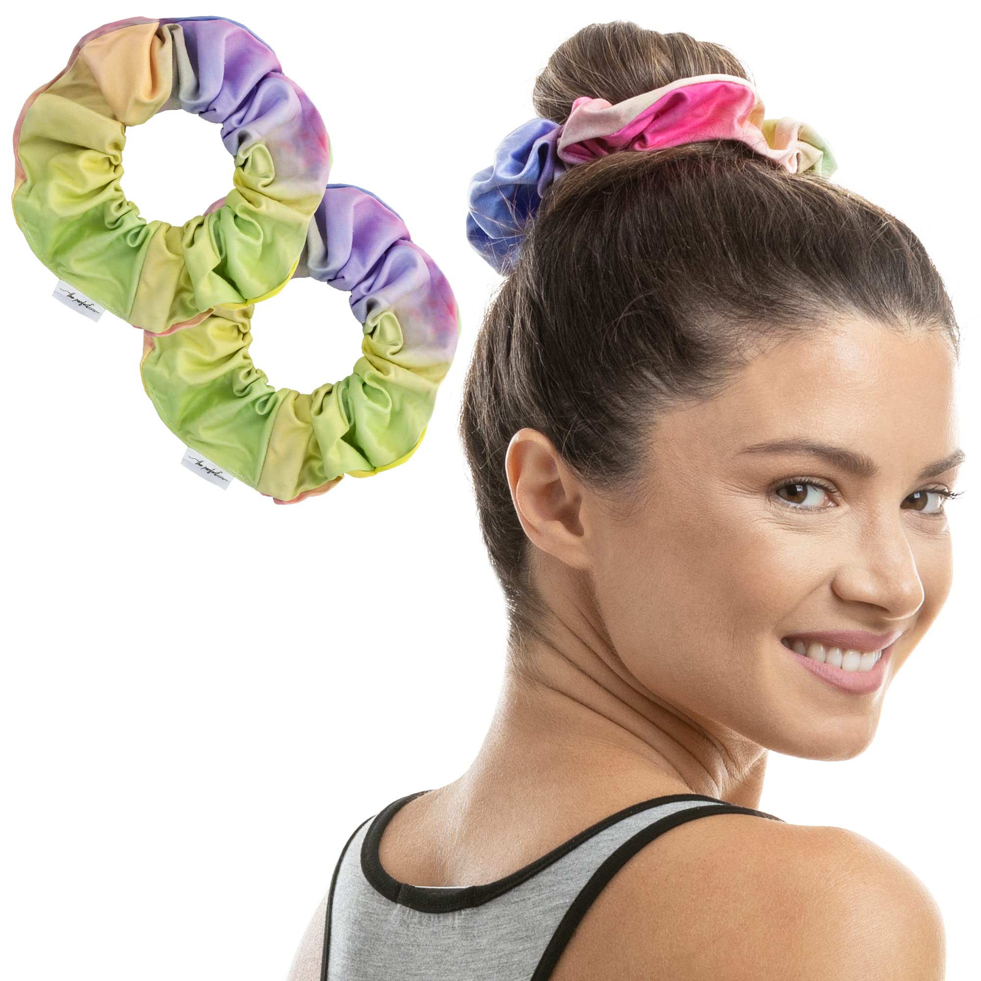 Microfibre Hair Drying Towel Scrunchies by The Perfect Haircare,Anti-Frizz & Silky Smooth,Ponytail,Bun Holder,Quick Drying & Absorbent,for Curly, Wavy, Long & Short Hair (Watercolor/Tie Dye) — image 1