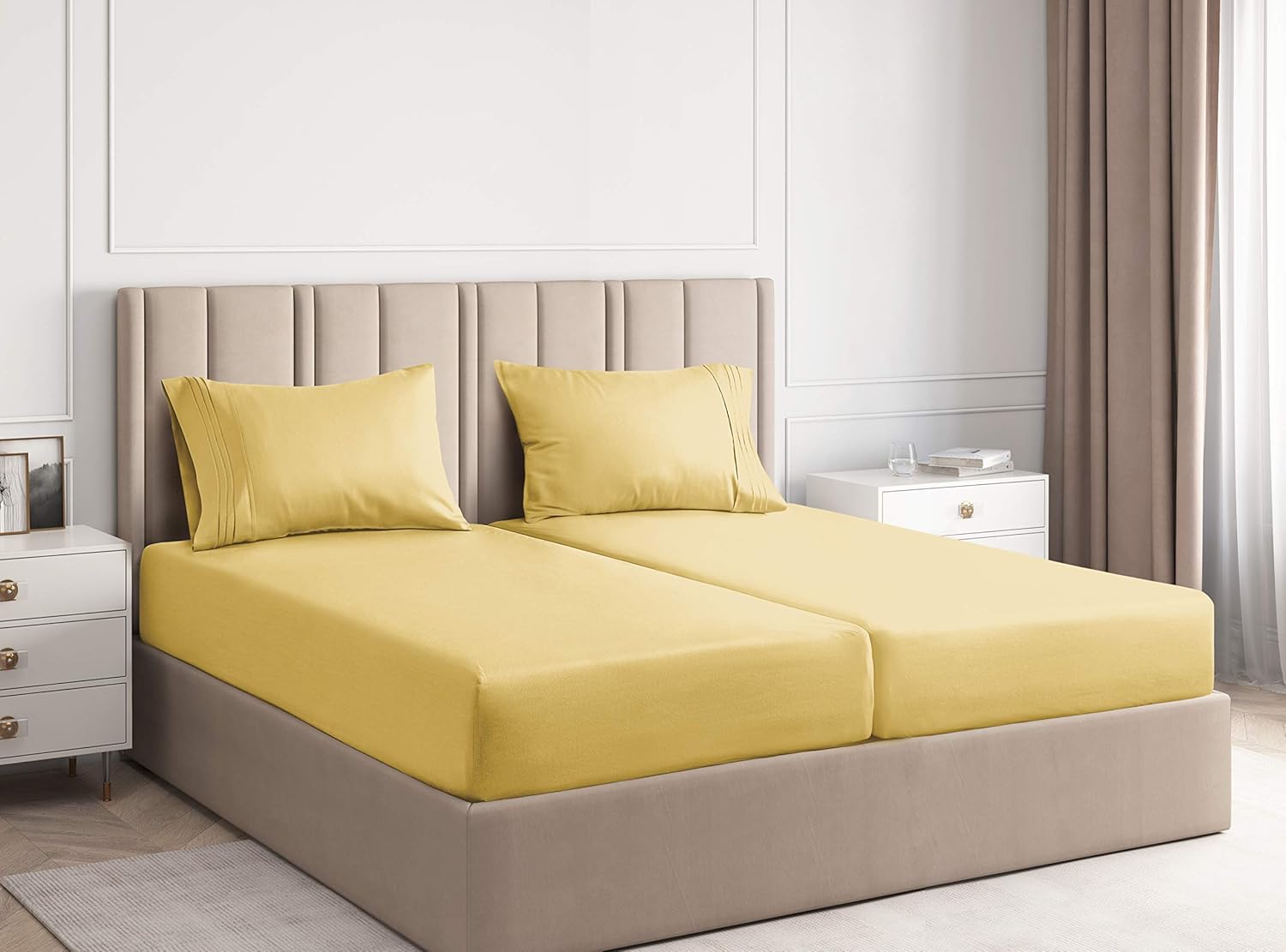 Split King Sheets for Adjustable Beds - Split King Adjustable Bed for Adjustable Mattress - Split King Sheet Sets for Adjustable Beds Deep Pocket - Deep Pocket Split King Sheets - Adjustable Sheets