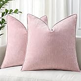 decorUhome Spring Couch Throw Pillow Covers 18x18 Set of 2, Decorative Soft Velvet Modern Cozy Chenille Pillow Cases with Elegant Design for Sofa Bed Living Room Valentines Decor, Blush Pink