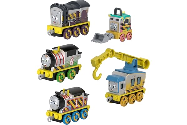 Thomas & Friends Diecast Vehicle Set Construction Crew 5 Push-Along Toy Train Engines for Preschool Kids Ages 3+ Years