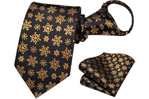 Dubulle Boys Christmas Zipper Ties Xmas Pretied Necktie for Boy and Pocket Square Age 8-12 Boys Party Festival